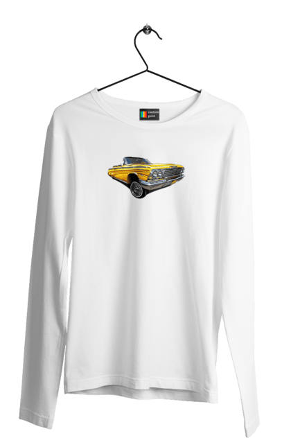 Чоловічий лонгслів з принтом "Автомобіль". Автомобіль, імпала, класика, лоурайдер, шевроле. 2070702