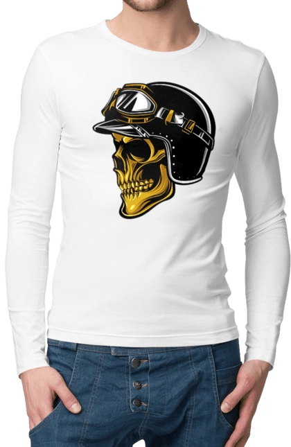 Skull in a motorcycle helmet