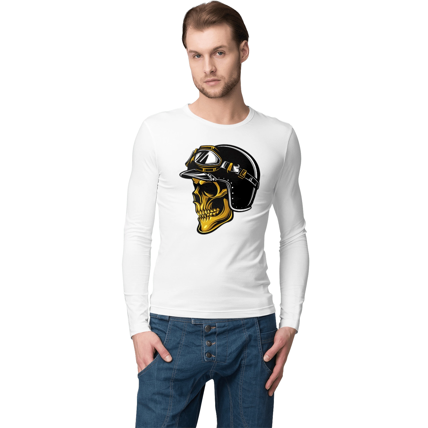 Skull in a motorcycle helmet