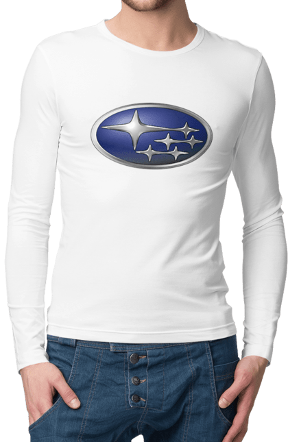 Чоловічий лонгслів з принтом "Subaru". Авто, логотип, субару. 2070702