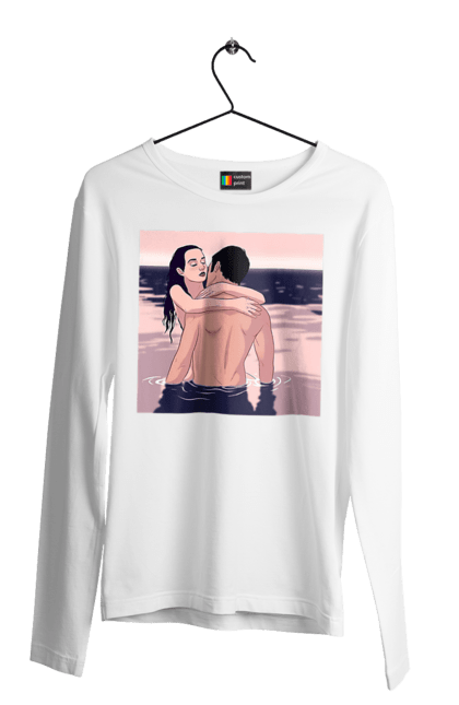 Чоловічий лонгслів з принтом "Парочка Обнімається В Річці". Голо, кохання, пара. 2070702