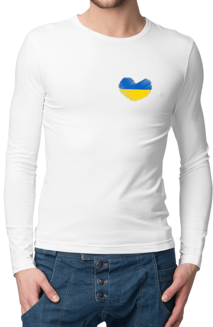Чоловічий лонгслів з принтом "Україна у серці". Арестович, война, герои, зелёный, иди нахуй, кем, мир, нет войне, орда, орки, привид киева, птн пнх, путін хуйло, русский военный корабль, слава украине, ссу, украина, чернобаевка. 2070702