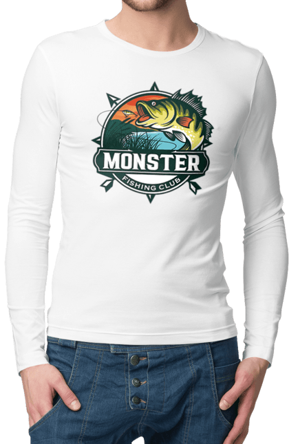 Men`s longsleeve with prints Fishing club. Fisherman, fishing, hobby, vacation. 2070702