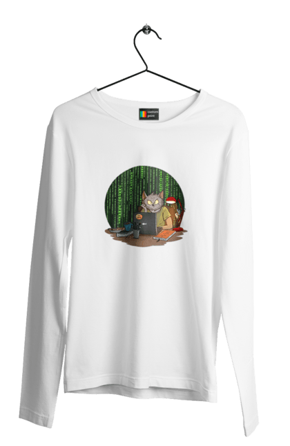 Чоловічий лонгслів з принтом "Кіт програміст". Angular, c, css, html, it, javascript, jquery, php, python, react, svelt, vue, айтишник, айті, гумор, код, кодувати, прогер, програміст, програмісти, ти ж, ти ж програміст, тиж програміст. 2070702