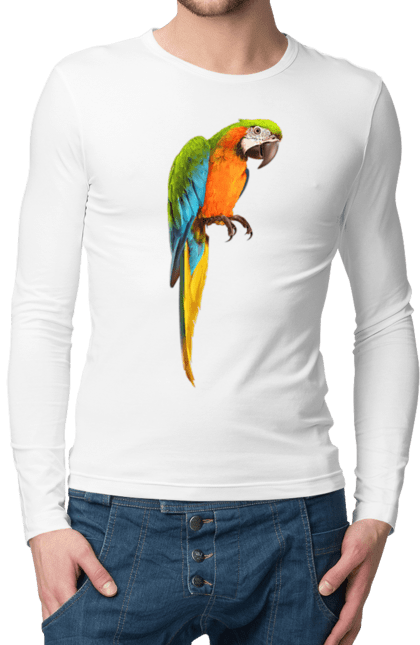 Men`s longsleeve with prints Just A Parrot. Birdie, parrot. 2070702