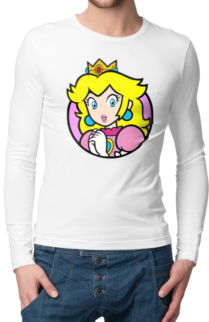 Чоловічій лонгслів з принтом "Маріо Принцеса Піч". Mario bros, nintendo, princess peach, super mario bros, брати супер маріо, гра, маріо, персонаж, принцеса піч. 2070702