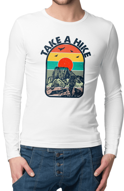 Чоловічий лонгслів з принтом "Прогуляйся Альпініст, Гори". Альпініст, гори, похід, прогуляйся. 2070702