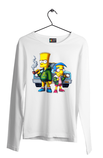 Men's longsleeve with prints Bart Breaking Bad. Bart, breaking bad, cartoon, character, laboratory, milhouse, serial, simpson, simpsons. 2070702