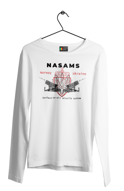 Чоловічий лонгслів з принтом "NASAMS". Nasams, zuzana, гаубиця, два герби, залужний, сюзанна. 2070702