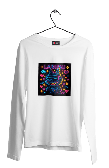 Чоловічий лонгслів з принтом "Лабубу". Vrочки, геймеркультура, геймпад, іконкиаркади, кіберарт, лабубу, неонгеймінг, піксельарт, ретроаркада, світиться. 2070702