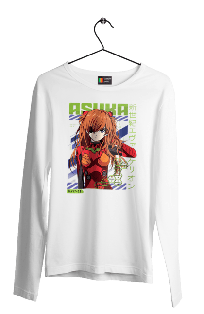 Men's longsleeve with prints Evangelion Asuka. Anime, asuka, asuka langley sorry, eva 02, evangelion, eve, kaoru, manga, ray, shinji. 2070702