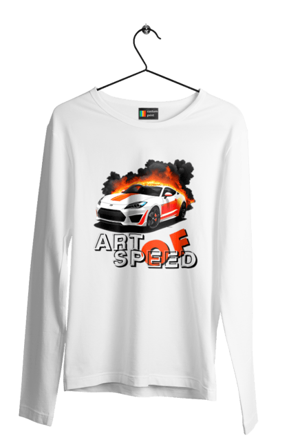 Чоловічий лонгслів з принтом "Швидкість". Авто, автомобіль, автомобільний, гонка, швидкість. 2070702