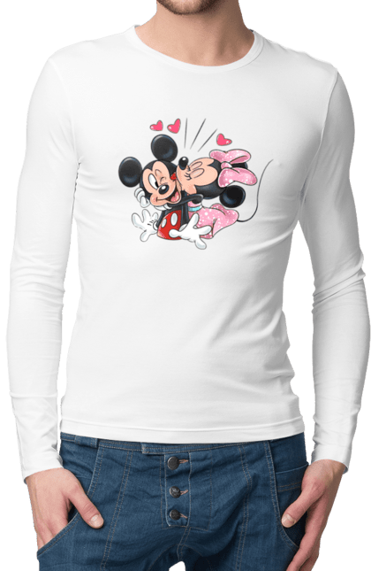 Чоловічій лонгслів з принтом "Міккі Маус та Мінні Маус". Mickey mouse, minnie mouse, дісней, міккі, міккі маус, мінні маус, мультфільм. 2070702