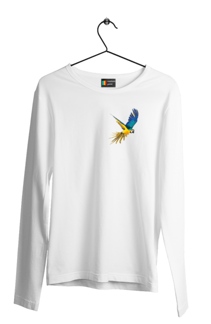 Чоловічий лонгслів з принтом "Папуга українець". Екзотика, папуга, патріот, пташка, символіка, україна. 2070702