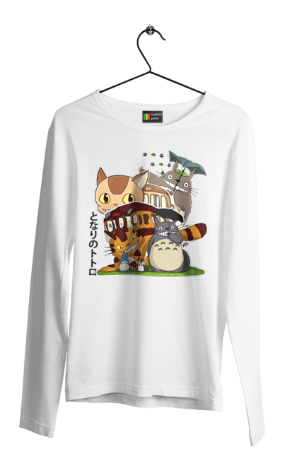 Men's longsleeve with prints Totoro. Adventures, anime, comedy drama, fantasy, film, my neighbor totoro, tv series. 2070702