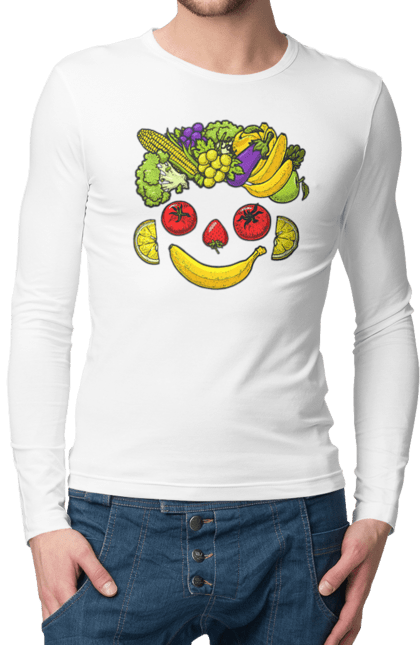 Men`s longsleeve with prints Hls Smile. Healthy, smile, vegetable. 2070702