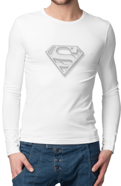 Чоловічій лонгслів з принтом "Логотип супермена". Емблема, літера s, логотип, логотип супермена, мультфільм, супермен, фільм. CustomPrint.market