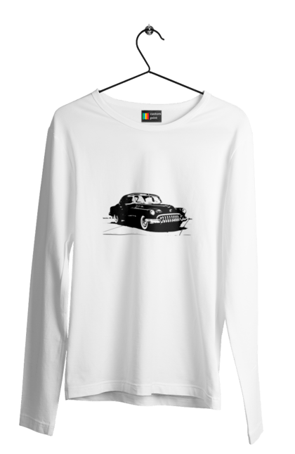 Чоловічий лонгслів з принтом "Авто.6". Авто, графіка, малюнок, ретро авто, чорно-білий. 2070702