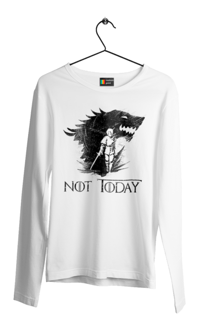 Men's longsleeve with prints Game of Thrones Arya. Arya, game, got, not today, stark, starks, thrones, tv show, wolf, wolves. 2070702