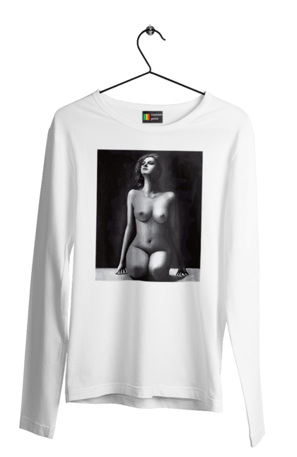 Чоловічий лонгслів з принтом "Краса тіла". Вигини жіночого тіла, грація тіла, груди, жіноче тіло, жіночі груди, краса тіла. 2070702