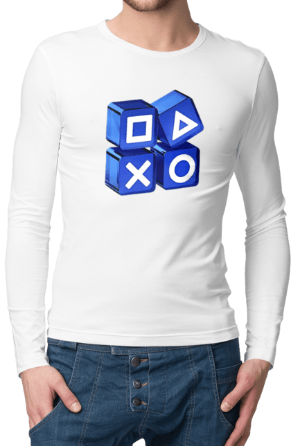 Чоловічий лонгслів з принтом "Геймпад". Playstation, sony, геймпад, гра, джостик. 2070702