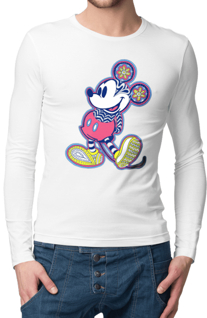 Чоловічій лонгслів з принтом "Міккі Маус". Mickey mouse, дісней, міккі, міккі маус, мультфільм. CustomPrint.market