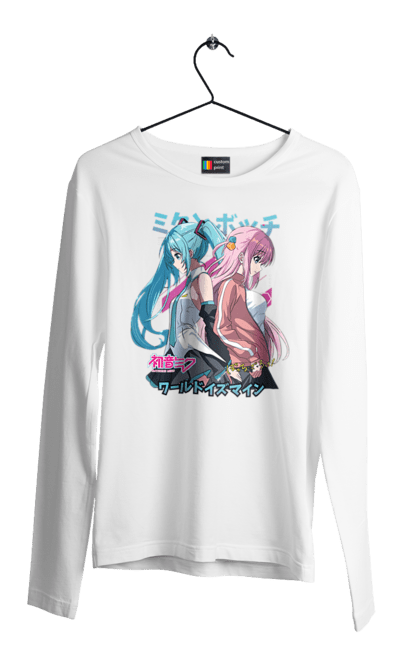 Men's longsleeve with prints Hatsune Miku and Hitori Gotou. Anime, bocchi the rock, hatsune miku, hitori goto, hitori gotou, lonely rocker, miku, rocker, vocaloid. 2070702