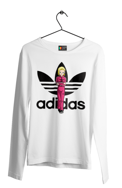 Чоловічій лонгслів з принтом "Adidas Андроїд 18". Adidas, android 18, dragon ball, адідас, андроїд 18, аніме, вбивця, кіборг, манга, перли дракона. 2070702