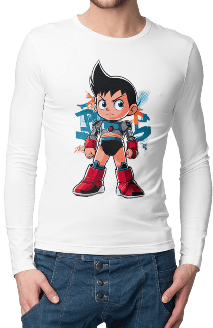 Чоловічій лонгслів з принтом "AstroBoy". Astro boy, андроїд, аніме, манга, могутній атом, пригоди, робот, серіал, фантастика. 2070702