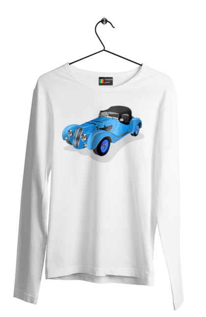 Чоловічий лонгслів з принтом "Автомобіль". Авто, автомобиль, класика, старовинна машина, старовинний. 2070702