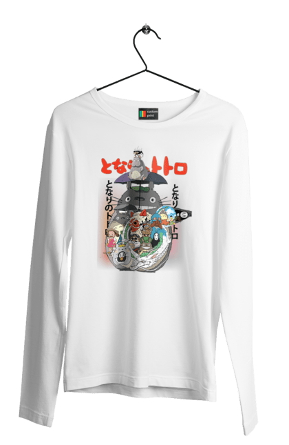 Men's longsleeve with prints Totoro. Adventures, anime, comedy drama, fantasy, film, my neighbor totoro, tv series. 2070702