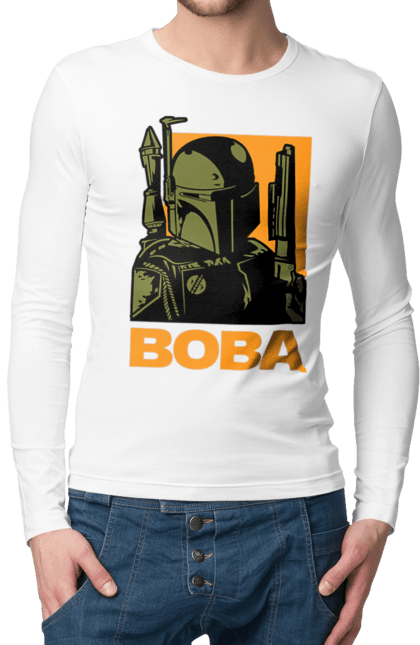 Мужской лонгслив с принтом Боба Фетт. Boba fett, боба фетт, звездные войны, клон, охотник за головами. 2070702