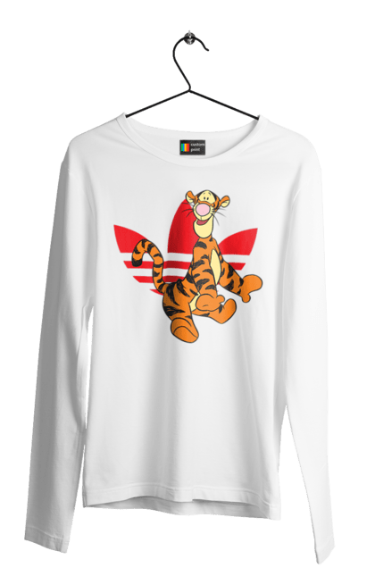 Мужской лонгслив с принтом Adidas Тигра. Adidas, tigger, winnie-the-pooh, адидас, винни пух, мультсериал, тигр, тигра. 2070702