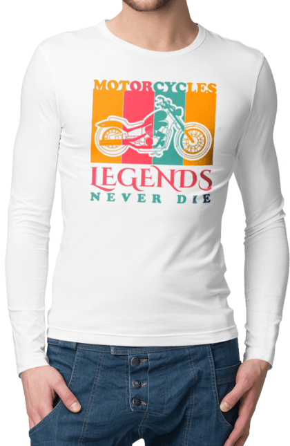 Чоловічий лонгслів з принтом "мотоцикл легенда". Легенда, мотоспорт, мотоцикл. 2070702