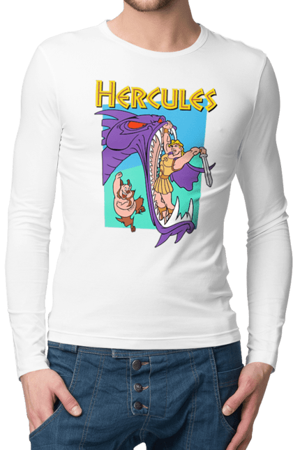 Men's longsleeve with prints Hercules. Cartoon, greece, hercules, myth. 2070702