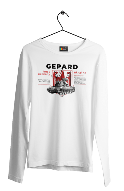 Чоловічий лонгслів з принтом "Gepard". F16, gepard, nasams, stinger, zuzana, гаубиця, два герби, залужний, сюзанна. 2070702