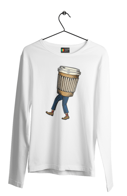 Чоловічий лонгслів з принтом "Людина Кава". Кава. 2070702