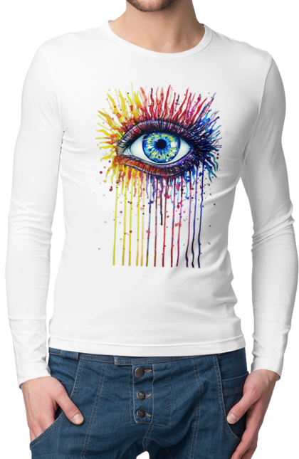 Men`s longsleeve with prints Colorful Flowing Eye. Eye, paints. 2070702