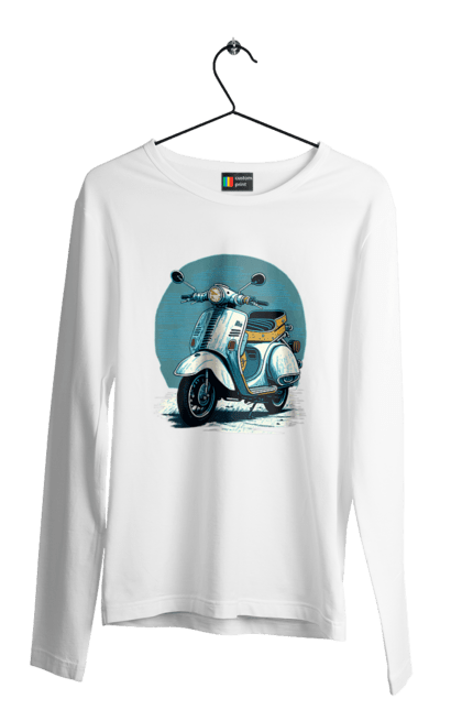 Чоловічий лонгслів з принтом "Мопед". Відпочинок, літо, мопед, скутер, швидкість. 2070702