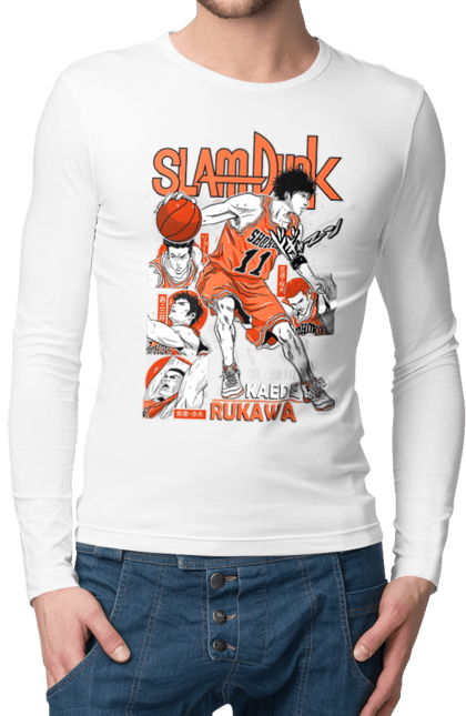 Men's longsleeve with prints Slam Dunk Kaede Rukawa. Anime, basketball, comedy, kaede rukawa, manga, school, shonen, slam dunk, sports anime. 2070702