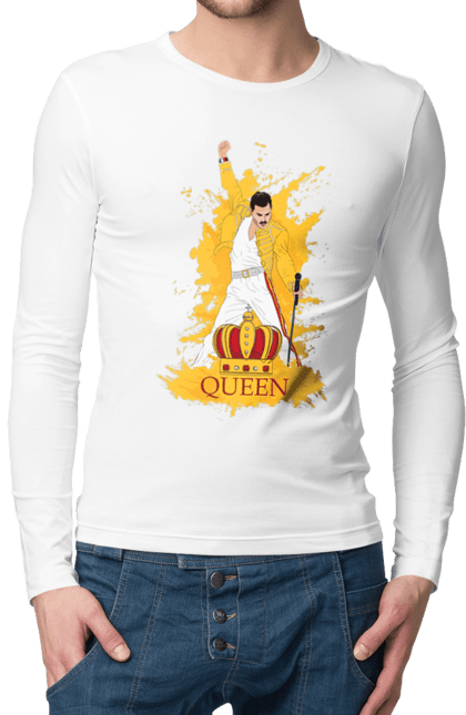 Men's longsleeve with prints Freddie Mercury. Freddie mercury, lettering, music, queen, rock, rock band. 2070702