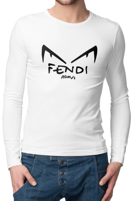 Чоловічій лонгслів з принтом "Fendi". Fendi, lvmh, бренд, будинок моди, італія, люкс, мода, одяг, сумка, фенді. 2070702