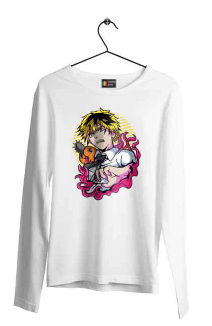 Men's longsleeve with prints Chainsaw Man. Anime, chainsaw man, demon, denji, manga, pochita, shonen. 2070702