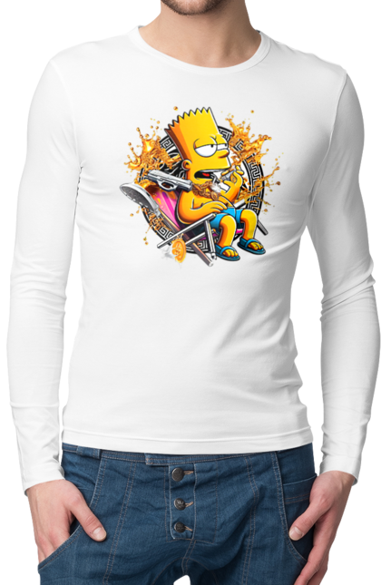 Men's longsleeve with prints Bart Simpson Versace. Bart, cartoon, serial, simpson, versace. 2070702