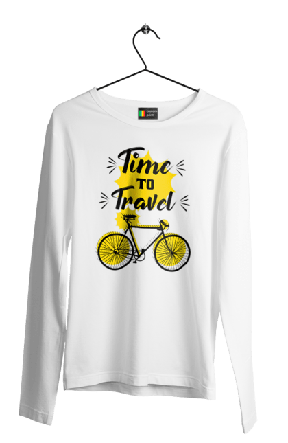 Men`s longsleeve with prints Travel Time, Bicycle. Bicycle, time, travel. 2070702
