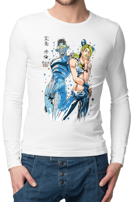 Men's longsleeve with prints JOJO Jolyne Cujoh. Anime, jojo, jojo`s bizarre adventure, jojo’s bizarre adventure, jolyne cujoh, manga. 2070702