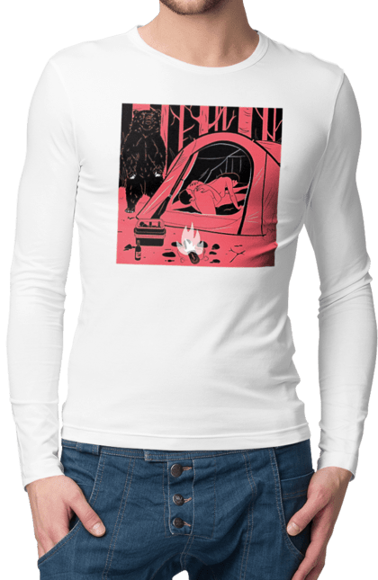 Men`s longsleeve with prints 69 In The Tent. 69, bear, forest, sex, tent. 2070702