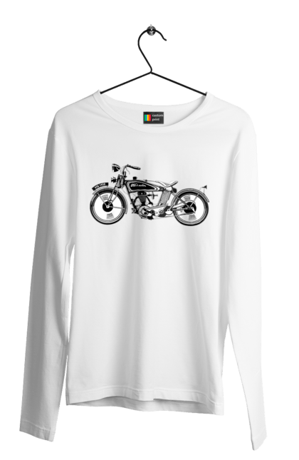 Чоловічий лонгслів з принтом "Мотоцикл Ретро". Мото, мотоцикл, ретро. 2070702