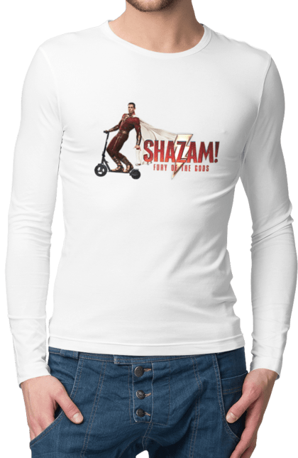 Чоловічій лонгслів з принтом "Shazam. Лють богів". Dc comics, shazam, лють богів, супермен, шазам. CustomPrint.market