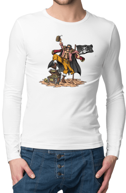 Men's longsleeve with prints One Piece Gol D. Roger. Anime, gol d. roger, gold roger, manga, one piece, straw hat pirates. 2070702